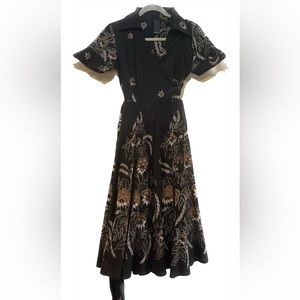 Gado-Gado black dress with earth toned floral skirt